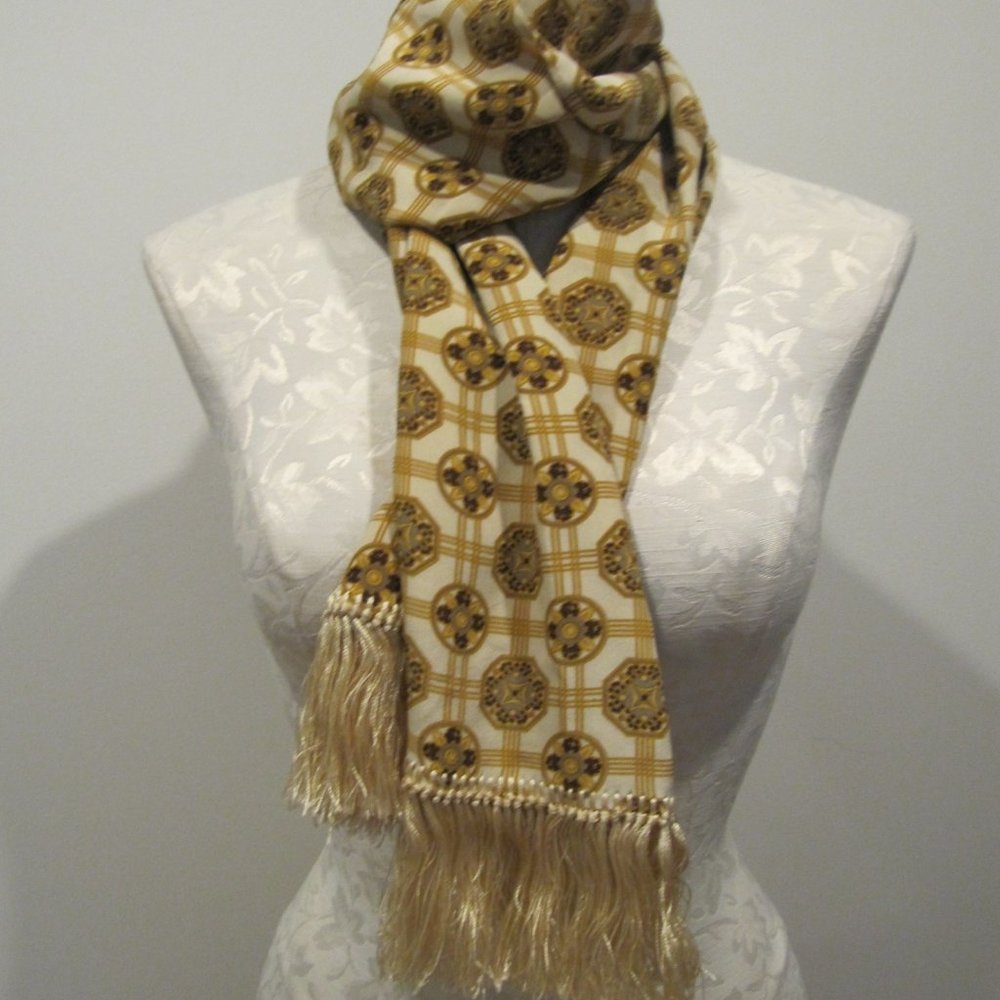 DKNY, 100% Silk Scarf with Fringe